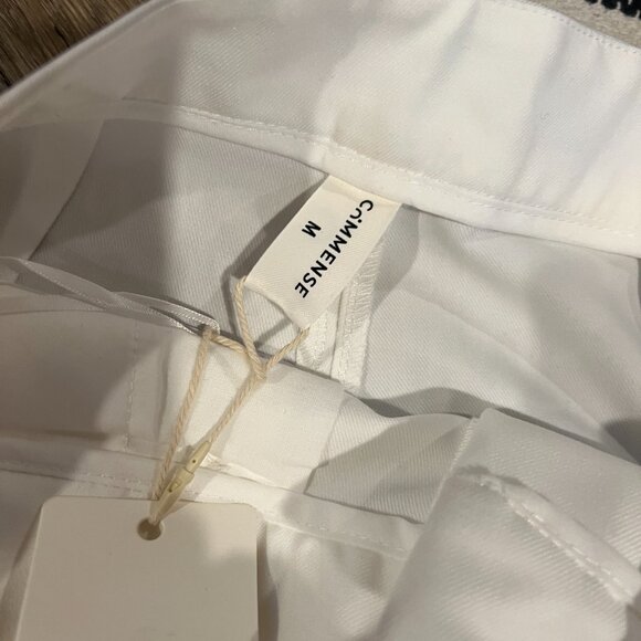 Commense Wide Leg Pleated White Cotton Pants High Waist Pants Size M - Picture 7 of 10